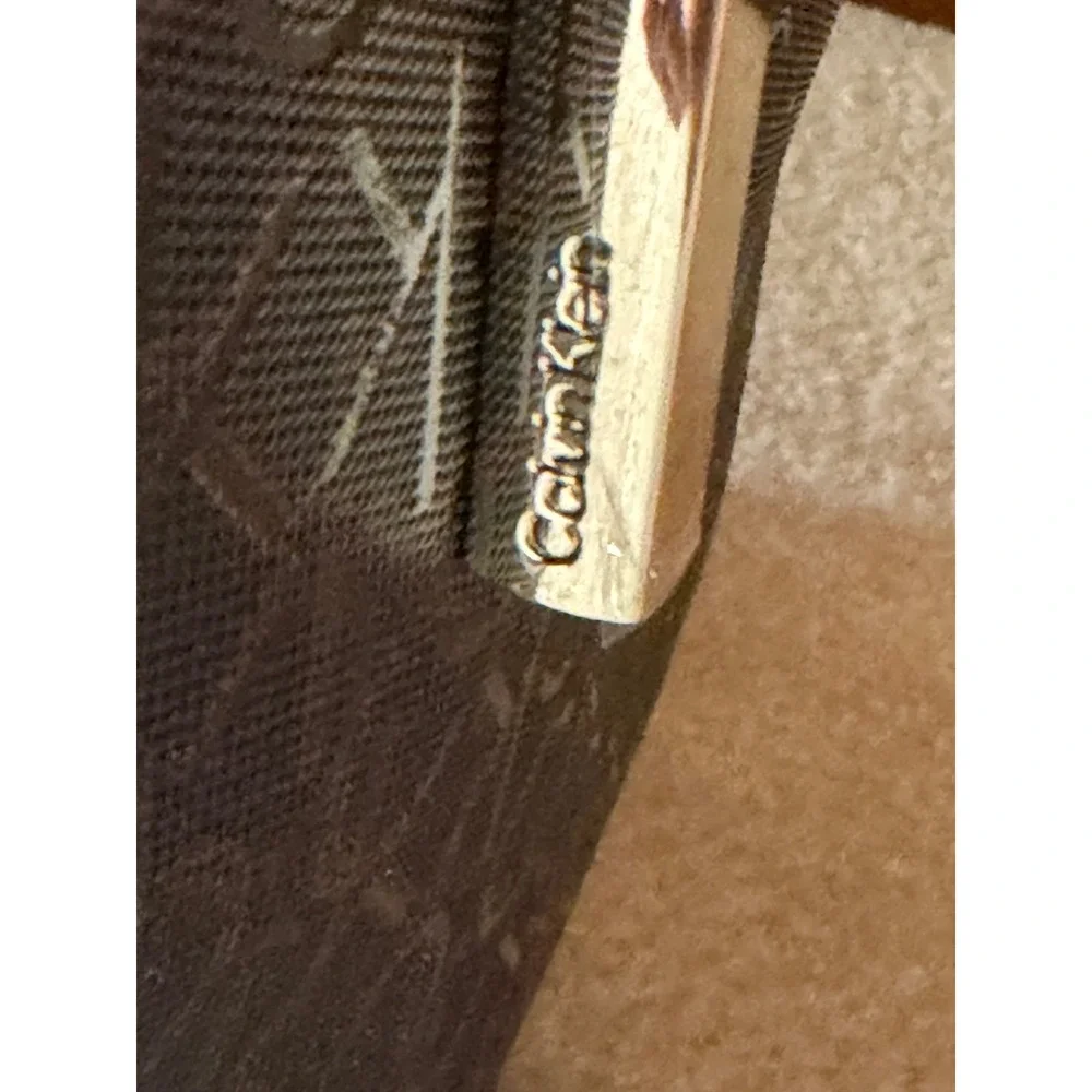 Calvin Klein Monogram Satchel Brown Cognac Logo Dome Crossbody Bag